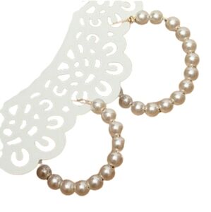 Cute Champagne Pearly Pearl Hoops